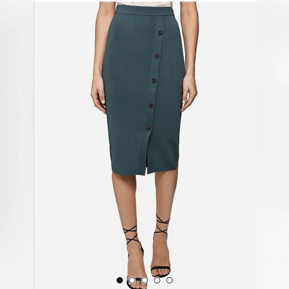 REISS Hatty Button Front Skirt Green Size M NWT
